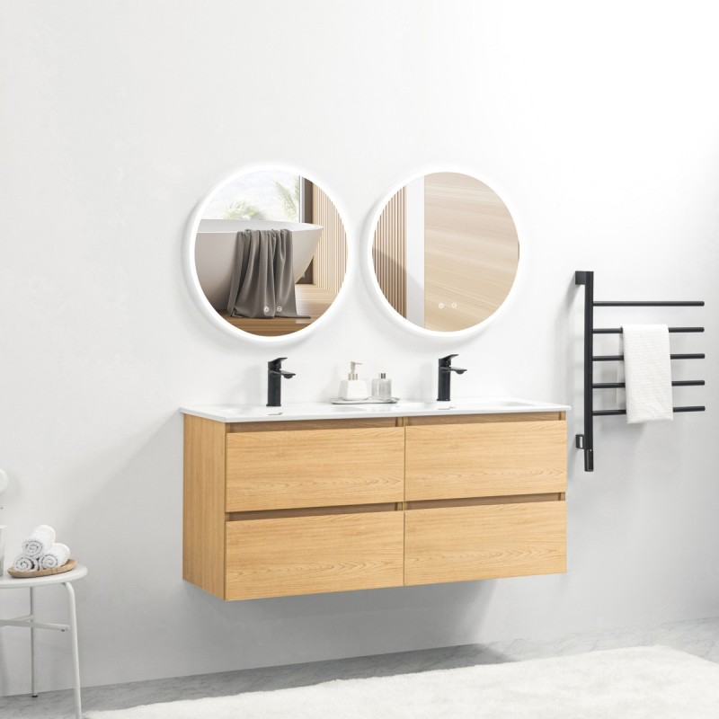 Ensemble meuble 120 bois-Vasque céramique-Miroirs JOY - Ensemble Meuble + Vasque + Miroir - Bain-bain