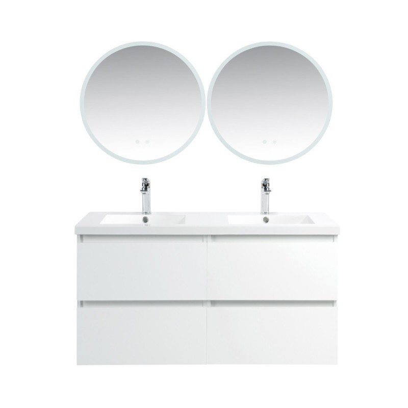 Ensemble meuble 120 blanc-Vasque résine-Miroirs JOY - Ensemble Meuble + Vasque + Miroir - Bain-bain