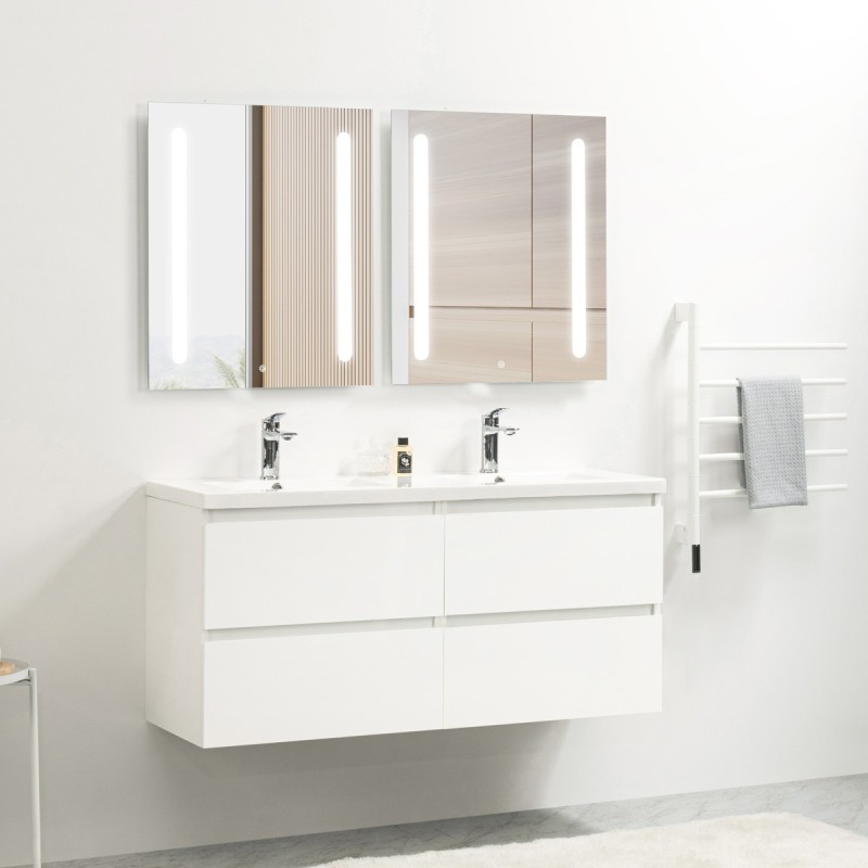 Ensemble meuble 120 blanc-Vasque résine-Miroirs ELY - Ensemble Meuble + Vasque + Miroir - Bain-bain