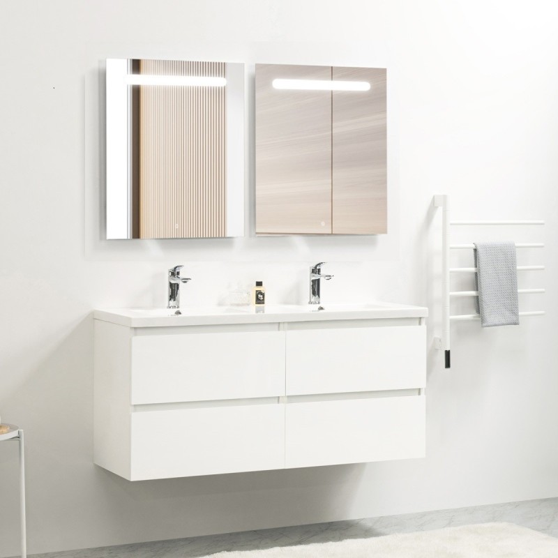 Ensemble meuble 120 blanc-Vasque résine-Miroirs RIMA - Ensemble Meuble + Vasque + Miroir - Bain-bain