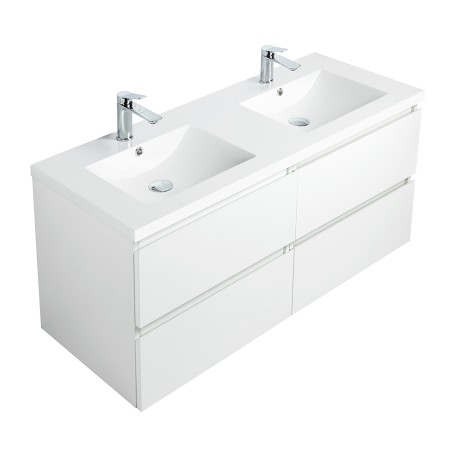 Ensemble meuble 120 blanc-Vasque résine-Miroirs RIMA - Ensemble Meuble + Vasque + Miroir - Bain-bain
