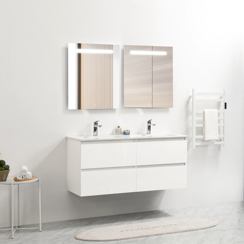 Ensemble meuble 120 blanc-Vasque céramique-Miroirs RIMA - Ensemble Meuble + Vasque + Miroir - Bain-bain