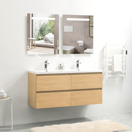 Pack meuble 120 bois-Vasque résine-Robinets chromé - Pack Meuble + Vasque + Robinet - Bain-bain