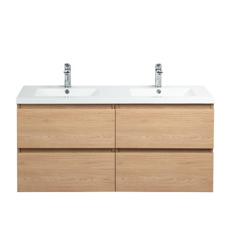 Pack meuble 120 bois-Vasque résine-Robinets chromé - Pack Meuble + Vasque + Robinet - Bain-bain