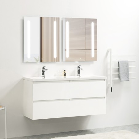 Pack meuble 120 blanc-Vasque résine-Robinets chromé - Pack Meuble + Vasque + Robinet - Bain-bain