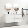Pack meuble 120 blanc-Vasque céramique-Robinets noir - Pack Meuble + Vasque + Robinet - Bain-bain