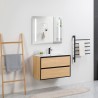 Pack meuble 80 bois détail noir-Vasque céramique-Robinet noir-Miroir ELY - Pack Meuble + Vasque + Robinet + Miroir - Bain-bain