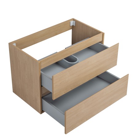 Pack meuble 80 bois-Vasque résine-Robinet noir-Miroir JOY - Pack Meuble + Vasque + Robinet + Miroir - Bain-bain