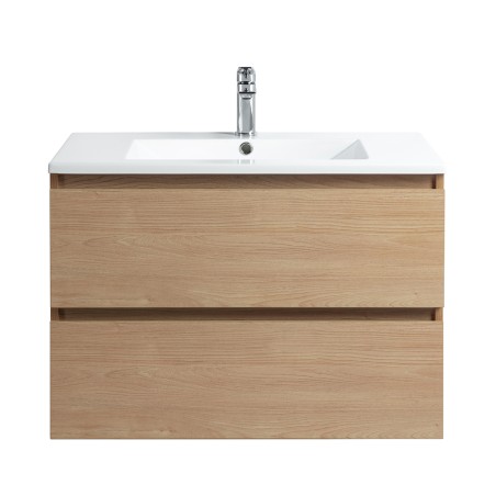 Pack meuble 80 bois-Vasque résine-Robinet chromé-Miroir JOY - Pack Meuble + Vasque + Robinet + Miroir - Bain-bain