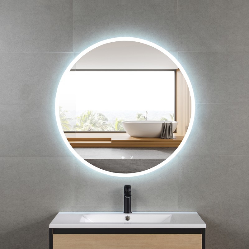 Pack meuble 80 bois-Vasque résine-Robinet chromé-Miroir JOY - Pack Meuble + Vasque + Robinet + Miroir - Bain-bain