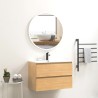 Pack meuble 80 bois-Vasque céramique-Robinet noir-Miroir JOY - Pack Meuble + Vasque + Robinet + Miroir - Bain-bain