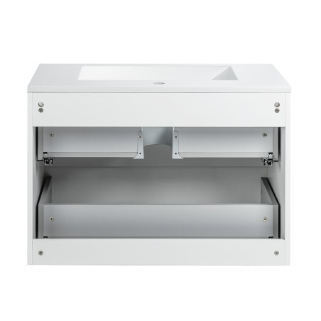 Pack meuble 80 blanc-Vasque résine-Robinet noir-Miroir JOY - Pack Meuble + Vasque + Robinet + Miroir - Bain-bain