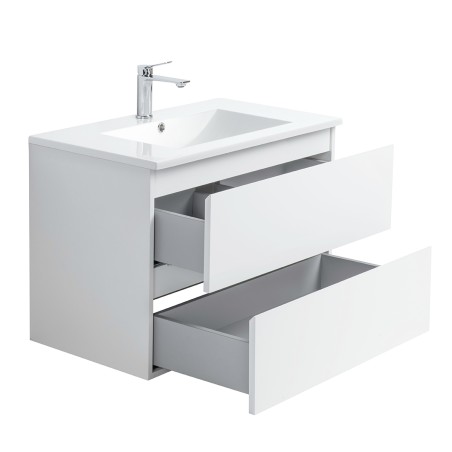 Pack meuble 80 blanc-Vasque résine-Robinet chromé-Miroir JOY - Pack Meuble + Vasque + Robinet + Miroir - Bain-bain
