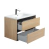 Ensemble meuble 80 bois détail noir-Vasque résine-Miroir JOY - Ensemble Meuble + Vasque + Miroir - Bain-bain