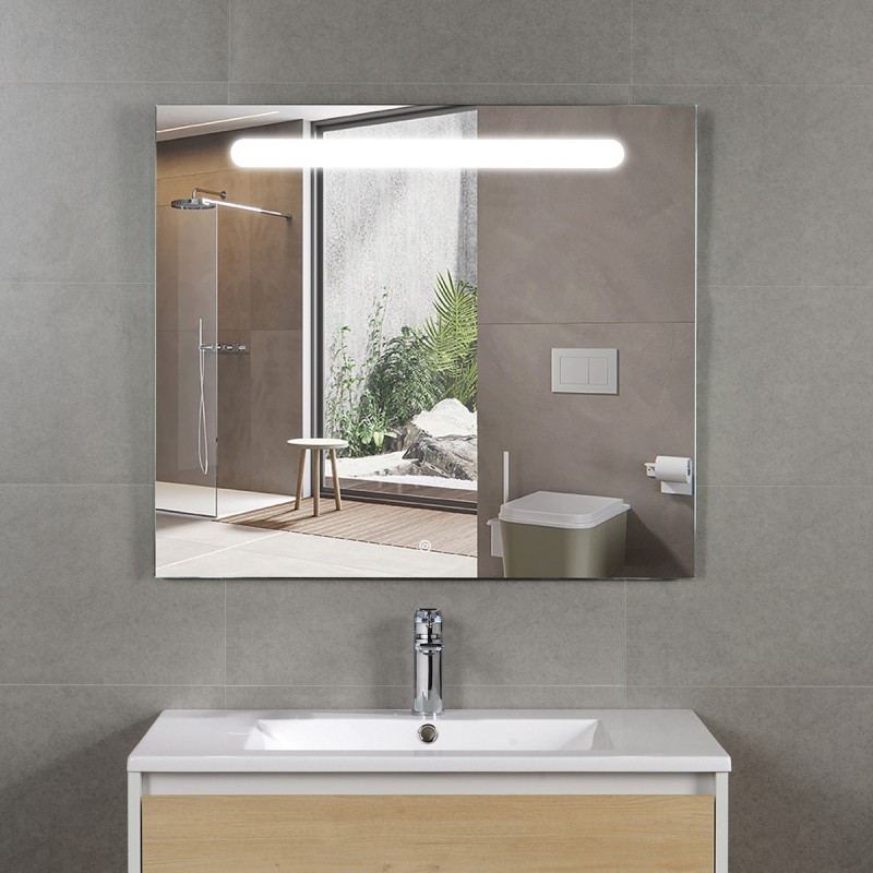 Ensemble meuble 80 blanc effet bois-Vasque résine-Miroir RIMA - Ensemble Meuble + Vasque + Miroir - Bain-bain