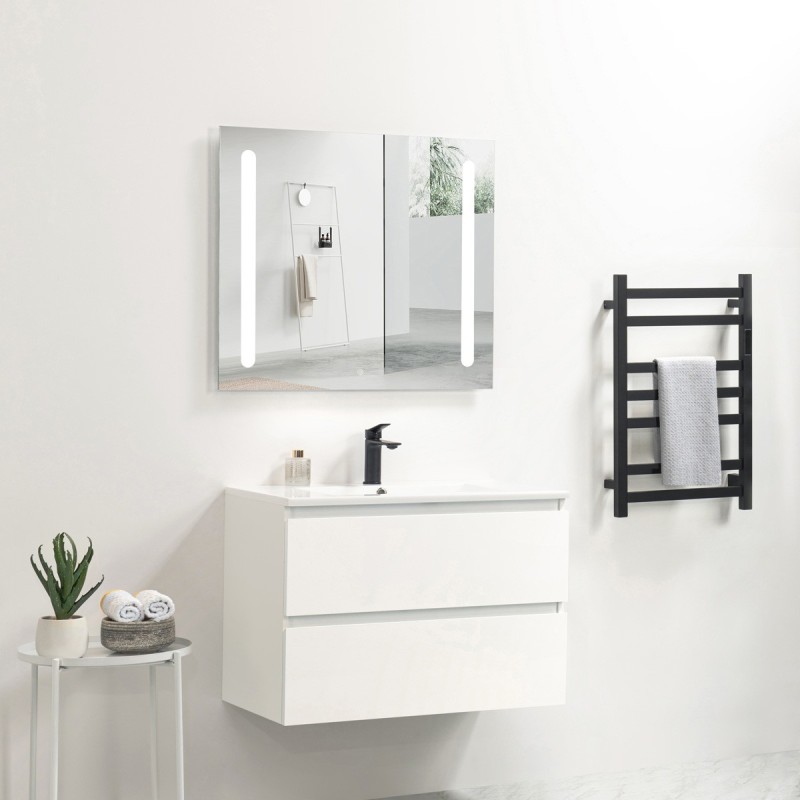 Ensemble meuble 80 blanc-Vasque résine-Miroir ELY - Ensemble Meuble + Vasque + Miroir - Bain-bain