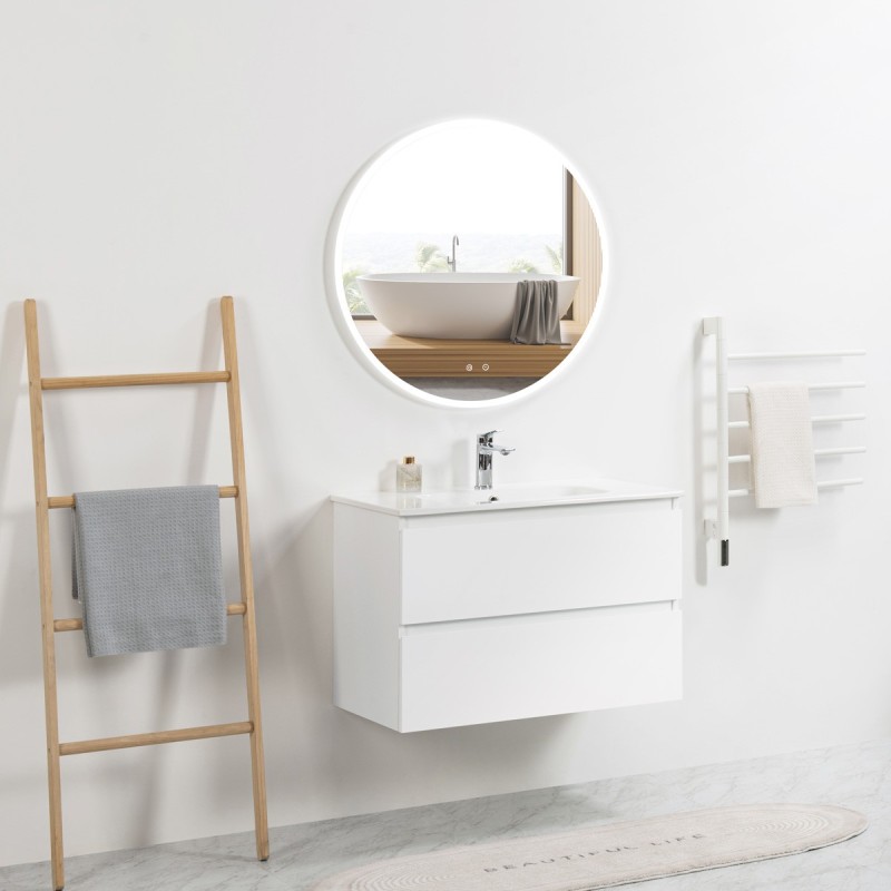 Ensemble meuble 80 blanc-Vasque céramique-Miroir JOY - Ensemble Meuble + Vasque + Miroir - Bain-bain