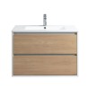 Pack meuble 80 blanc effet bois-Vasque résine-Robinet chromé - Pack Meuble + Vasque + Robinet - Bain-bain