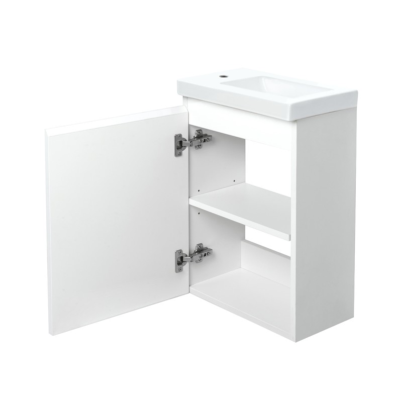 Pack meuble lave-main blanc-Robinet noir - Pack Lave-main + Robinet - Bain-bain