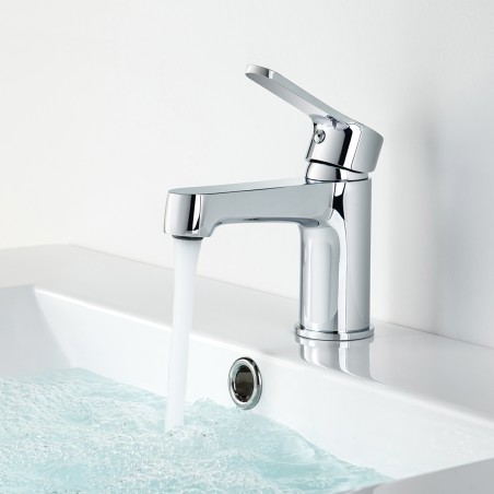 Pack meuble lave-main blanc-Robinet chromé- Crochet chromé - Pack Lave-main + Robinet + Crochet - Bain-bain
