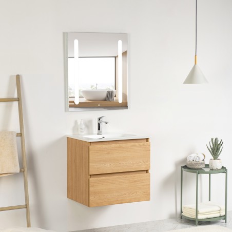 Pack meuble 80 bois-Vasque céramique-Robinet chromé - Pack Meuble + Vasque + Robinet - Bain-bain