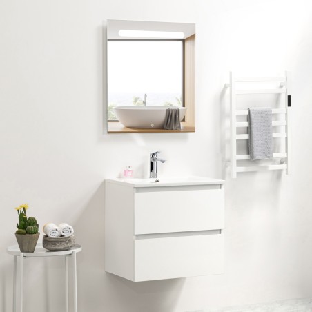 Pack meuble 80 blanc-Vasque résine-Robinet chromé - Pack Meuble + Vasque + Robinet - Bain-bain