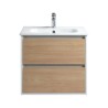 Pack meuble 60 blanc effet bois-Vasque céramique-Robinet chromé - Pack Meuble + Vasque + Robinet - Bain-bain