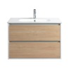 Ensemble meuble 80 blanc effet bois-Vasque céramique - Ensemble Meuble + Vasque - Bain-bain
