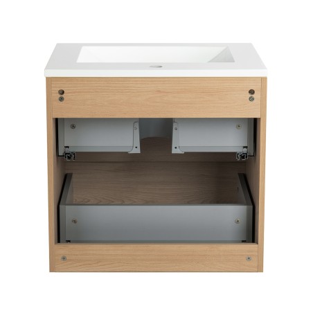 Pack meuble 60 bois détail noir-Vasque résine-Robinet noir - Pack Meuble + Vasque + Robinet - Bain-bain