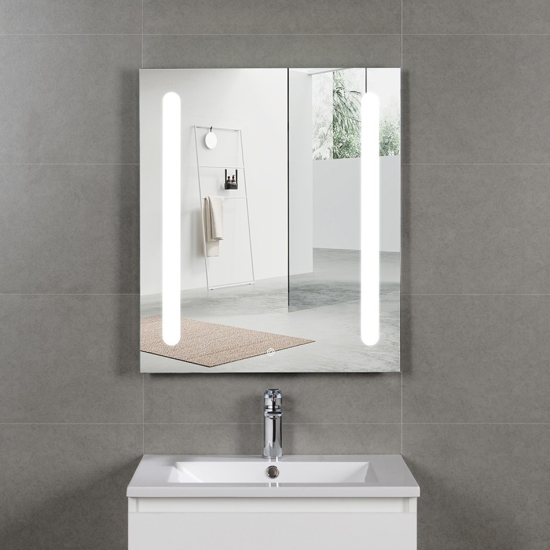 Ensemble meuble 60 bois détail noir-Vasque céramique-Miroir ELY - Ensemble Meuble + Vasque + Miroir - Bain-bain