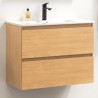Pack meuble 60 bois-Vasque céramique-Robinet noir-Miroir ELY - Pack Meuble + Vasque + Robinet + Miroir - Bain-bain