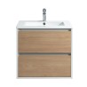 Pack meuble 60 blanc effet bois-Vasque résine-Robinet chromé-Miroir RIMA - Pack Meuble + Vasque + Robinet + Miroir - Bain-bain