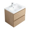 Pack meuble 60 bois-Vasque céramique-Robinet chromé-Miroir ELY - Pack Meuble + Vasque + Robinet + Miroir - Bain-bain