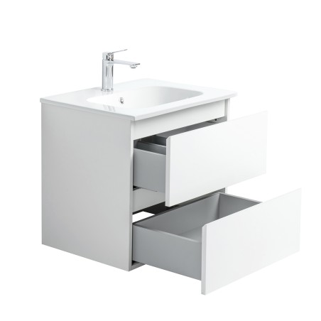 Pack meuble 60 blanc-Vasque céramique-Robinet chromé-Miroir ELY - Pack Meuble + Vasque + Robinet + Miroir - Bain-bain