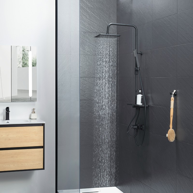 Colonne de douche Noir Mat avec tablette KIRA - Colonne de douche - Bain-bain