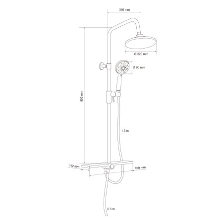 Colonne de douche chrome avec tablette KIRA - Colonne de douche - Bain-bain