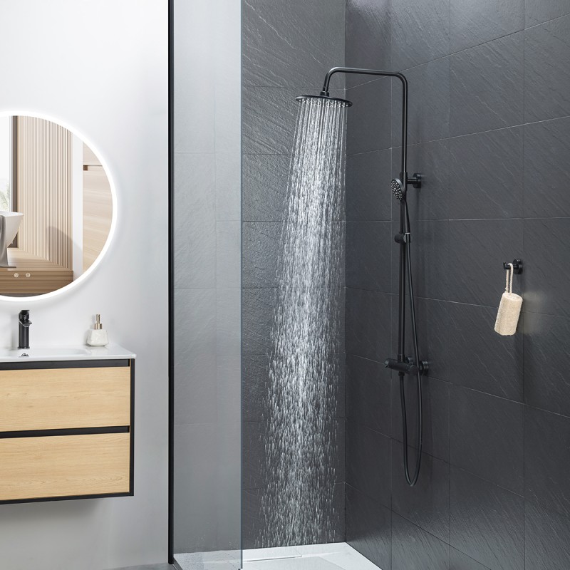 Colonne de douche Noir Mat thermostatique YLO - Accueil - Bain-bain