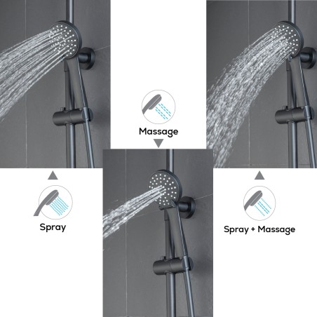 Colonne de douche Noir Mat thermostatique YLO - Accueil - Bain-bain