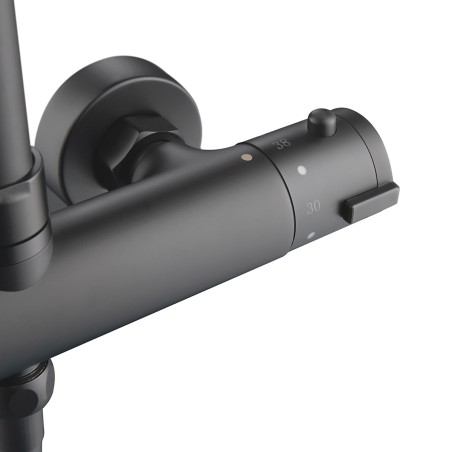 Colonne de douche Noir Mat thermostatique YLO - Accueil - Bain-bain