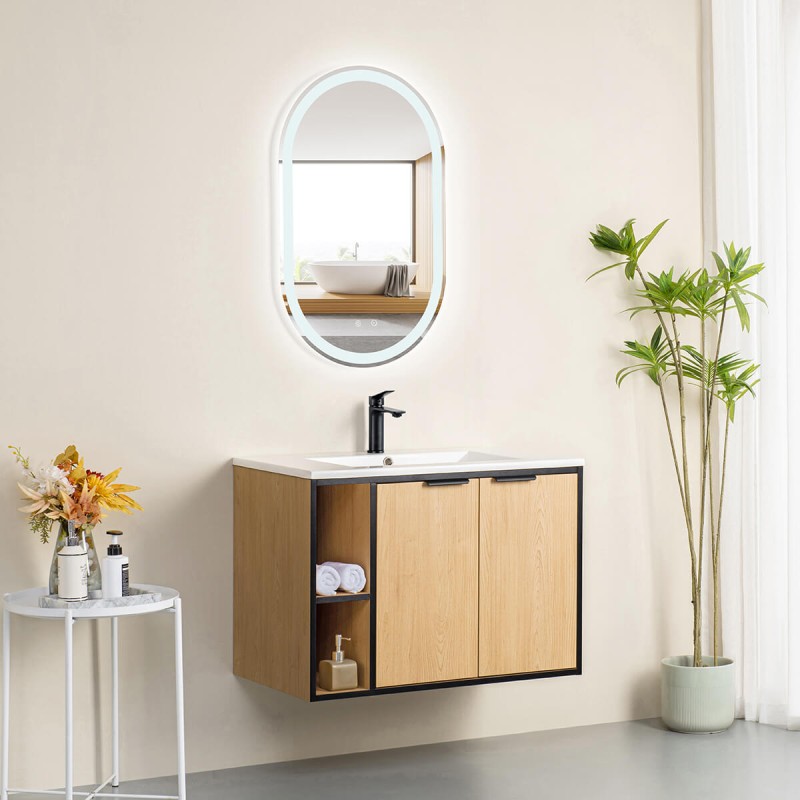 Meuble sous vasque prémonté 2 portes avec niches 80 cm - STIV - Meubles sous vasque - Bain-bain