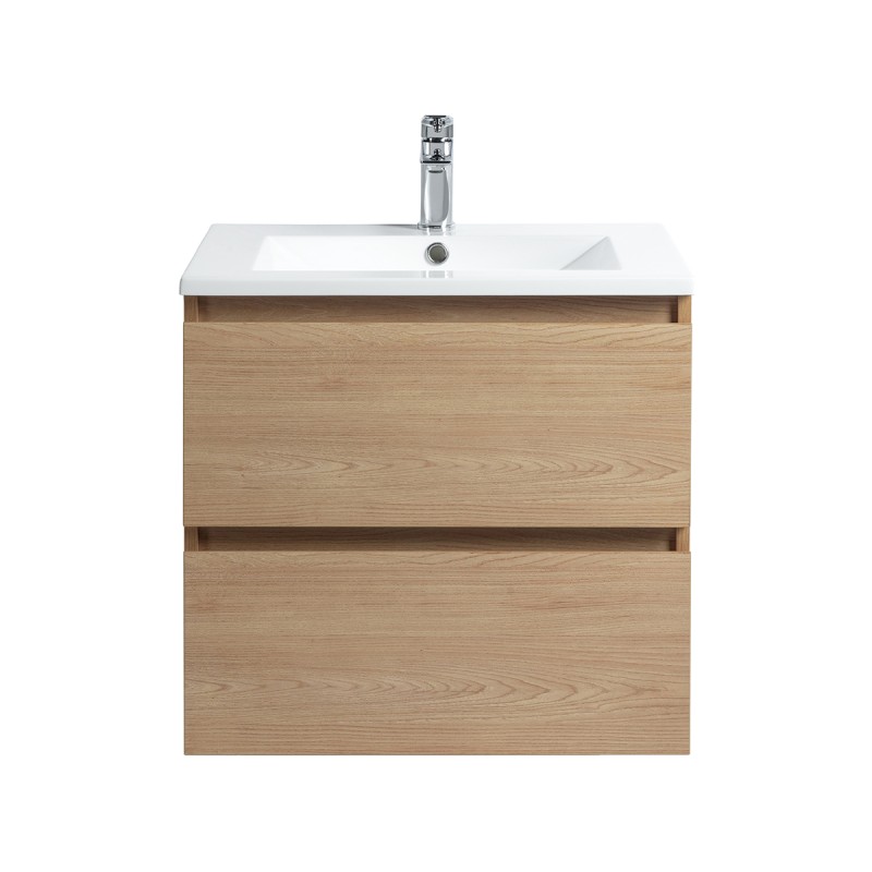 Ensemble meuble 60 bois-Vasque résine-Miroir POLY - Ensemble Meuble + Vasque + Miroir - Bain-bain