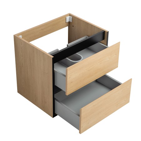 Ensemble meuble 60 bois détail noir-Vasque céramique-Miroir POLY - Ensemble Meuble + Vasque + Miroir - Bain-bain