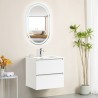 Pack meuble 60 blanc-Vasque céramique-Robinet chromé-Miroir POLY - Pack Meuble + Vasque + Robinet + Miroir - Bain-bain
