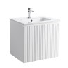 Ensemble meuble strié 60 blanc 2 portes-Vasque céramique - Ensemble Meuble + Vasque - Bain-bain