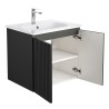 Ensemble meuble strié 60 gris 2 portes-Vasque résine - Ensemble Meuble + Vasque - Bain-bain