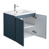 Ensemble meuble motif losange 60 bleu 2 portes-Vasque résine - Ensemble Meuble + Vasque - Bain-bain