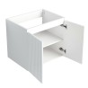 Pack meuble strié 60 blanc 2 portes-Vasque céramique -Robinet chromé - Pack Meuble + Vasque + Robinet - Bain-bain