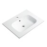 Pack meuble strié 60 blanc 2 portes-Vasque céramique -Robinet chromé - Pack Meuble + Vasque + Robinet - Bain-bain