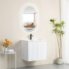 Pack meuble strié 60 blanc 2 portes-Vasque céramique-Robinet noir - Pack Meuble + Vasque + Robinet - Bain-bain