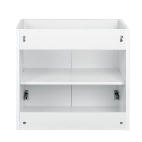 Pack meuble strié 60 blanc 2 portes-Vasque céramique-Robinet noir - Pack Meuble + Vasque + Robinet - Bain-bain